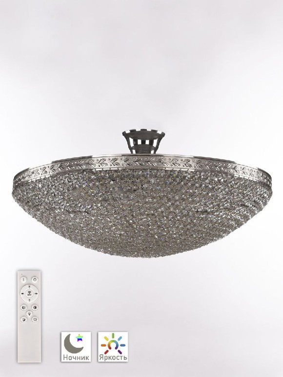 Потолочная светодиодная люстра с пультом управления Bohemia Ivele Crystal 1932 19321/55IV/LED-DIM Ni