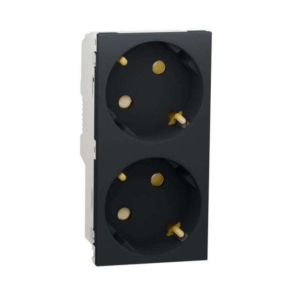 Розетка двойная Schneider Electric Unica New Modular с/з со шторками NU306754A
