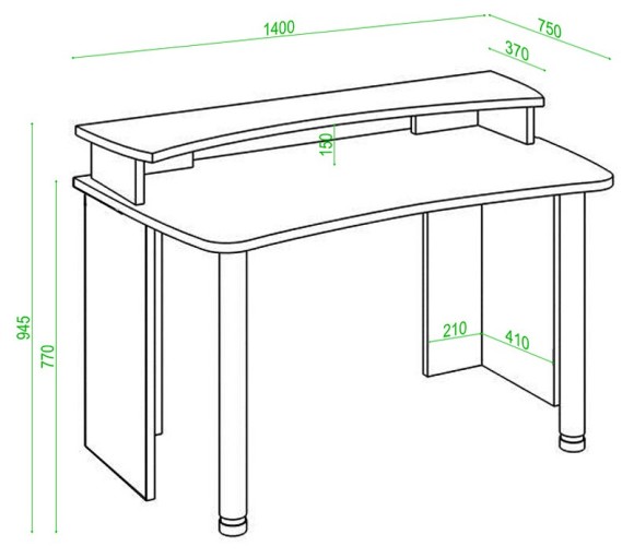 Стол компьютерный Домино Лайт СКЛ-Софт140+НКИЛ140 MER_SKL-Soft140-NKIL140-CHBE