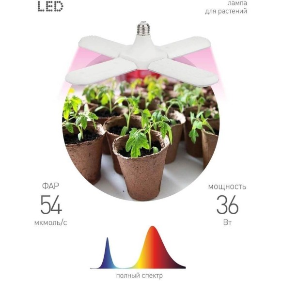 Светильник для растений Эра FITO-36W-RB-E27-FOLD Б0053289