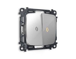 Комплект механизма 2-кл выключателя с подсветкой Ambrella Volt Omega MO404010