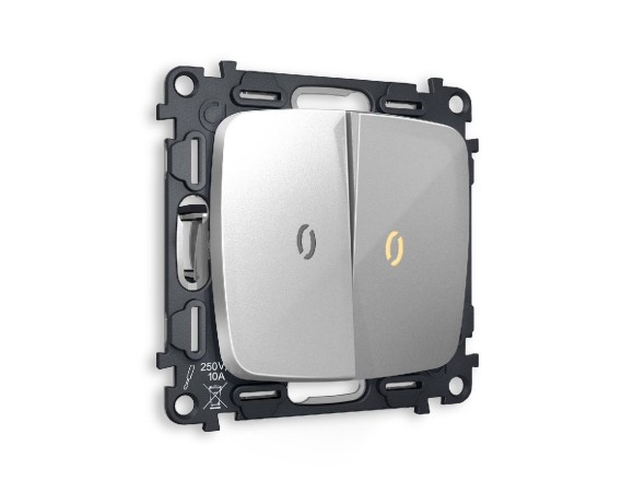 Комплект механизма 2-кл выключателя с подсветкой Ambrella Volt Omega MO404010