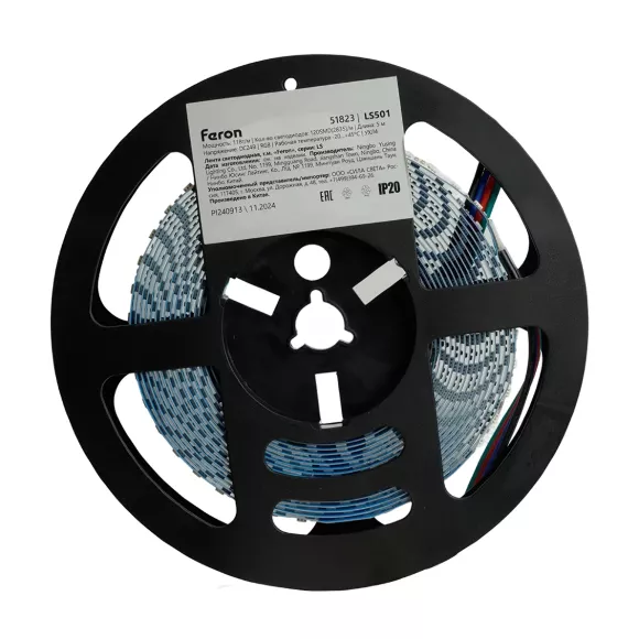 Светодиодная лента Feron LS501 24В 5050 11Вт/м RGB 5м IP20 51823 Светодиодная лента Feron LS501 24В 5050 11Вт/м RGB 5м IP20 51823
