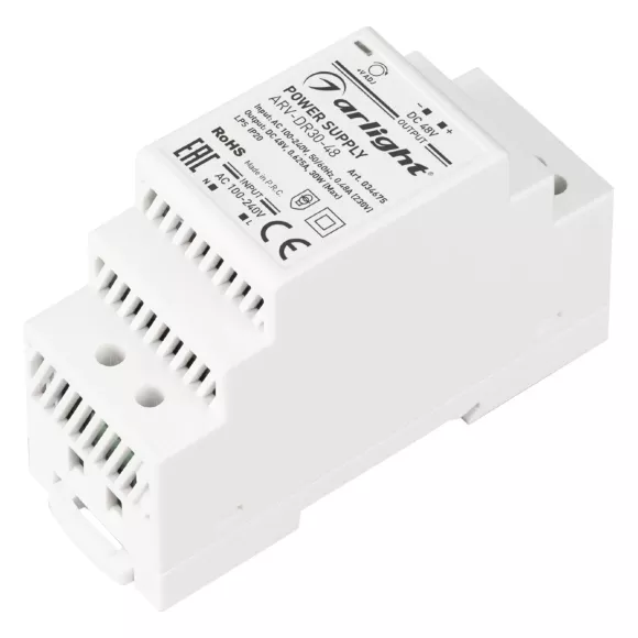 Блок питания Arlight ARV-DR30-48 (48V, 0.6A, 30W) 034675 Блок питания Arlight ARV-DR30-48 (48V, 0.6A, 30W) 034675