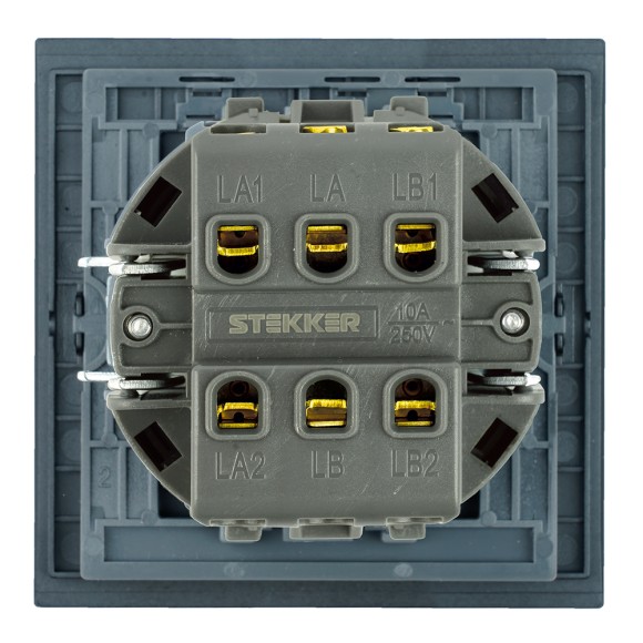 Переключатель перекрестный 1-клавишный (механизм) Stekker Мия 250В 10А RSW10-3110-05 черный бархат 50571