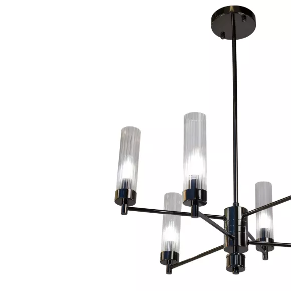Люстра на штанге AM Group INDIGO SP6 PEARL BLACK, Модерн, Прозрачный, Черный