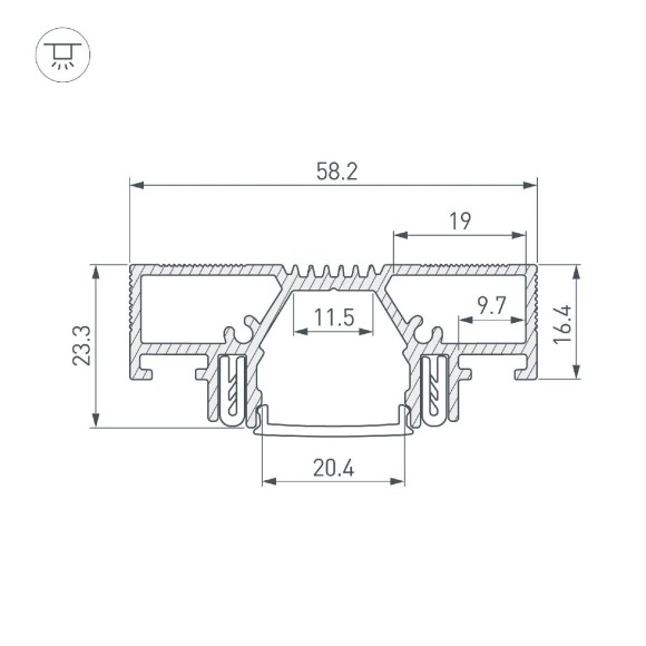 Профиль Arlight STRETCH-20-CEIL-D-CENTER-2000 WHITE 042948