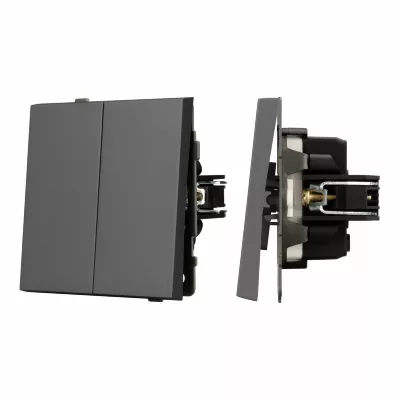 Механизм выключателя двухклавишный проходной Arlight SWT-TENDO-MKP2-SFPL-GR (230V, 10A) 054555