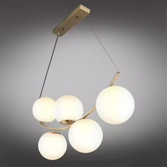 Подвесная люстра Omnilux Acciano OML-94903-05, Бронза, Белый, Металл Подвесная люстра Omnilux Acciano OML-94903-05, Бронза, Белый, Металл