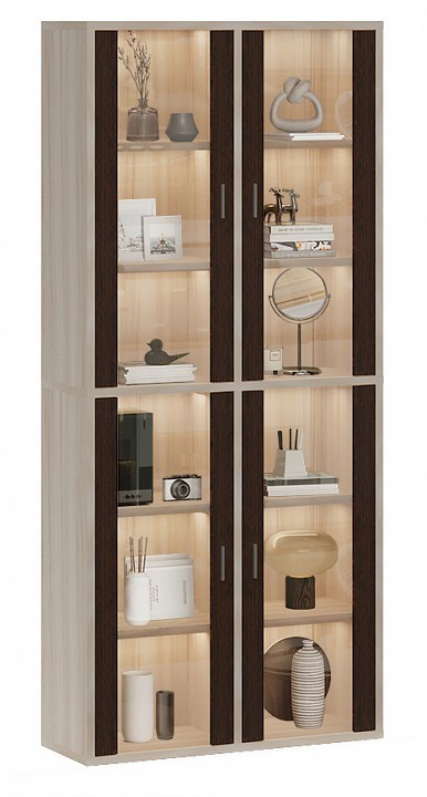 Шкаф-витрина Домино СУ(ш2в2)+4ФС MER_SUsh2v2-4FS-KV-karamel-venge