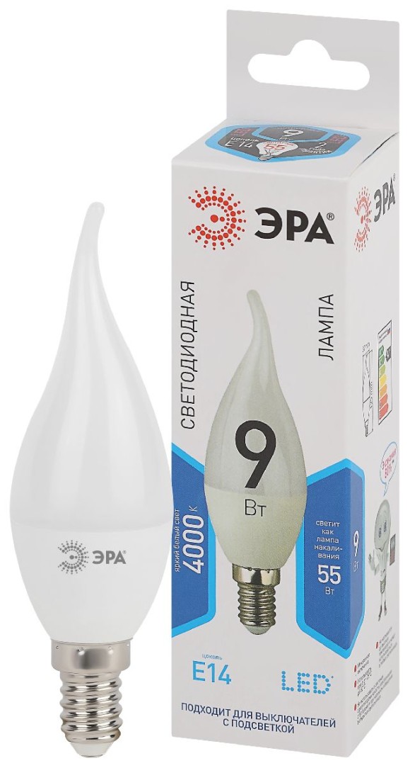 Лампа светодиодная Эра E14 9W 4000K LED BXS-9W-840-E14 Б0027974