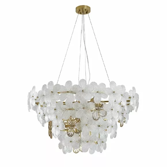 Подвесная люстра Indigo Fiori 12049/10P Brass V000556, Бронза, Прозрачный, Металл, крупный план Подвесная люстра Indigo Fiori 12049/10P Brass V000556, Бронза, Прозрачный, Металл, крупный план