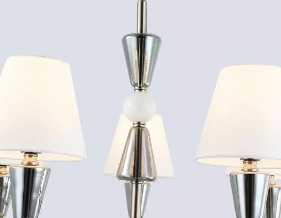 Подвесная люстра Ambrella Light High Light Classic LH75253, Матовый никель, Белый, Никель, крупный план Подвесная люстра Ambrella Light High Light Classic LH75253, Матовый никель, Белый, Никель, крупный план