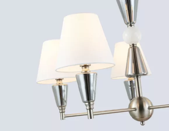 Подвесная люстра Ambrella Light High Light Classic LH75253, Матовый никель, Белый, Никель, декоративные элементы крупным планом Подвесная люстра Ambrella Light High Light Classic LH75253, Матовый никель, Белый, Никель, декоративные элементы крупным планом