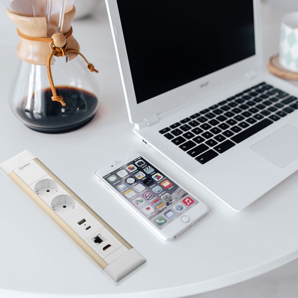 Блок розеток (2 секции, USB + type C + RJ45 + HDMI) Mebax 00-00002594