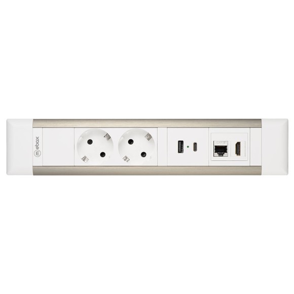 Блок розеток (2 секции, USB + type C + RJ45 + HDMI) Mebax 00-00002594