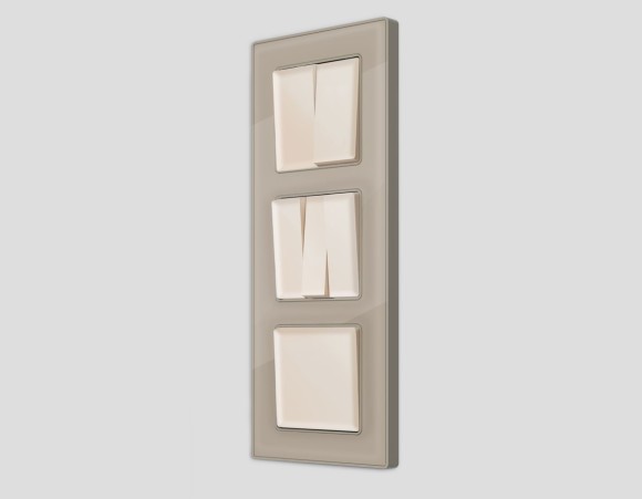 Комплект механизма 2-клавишного перекрестного выключателя 10A-250V Alfa Бежевый матовый Quant Ambrella Volt MA323030 (AP3230, VM125)