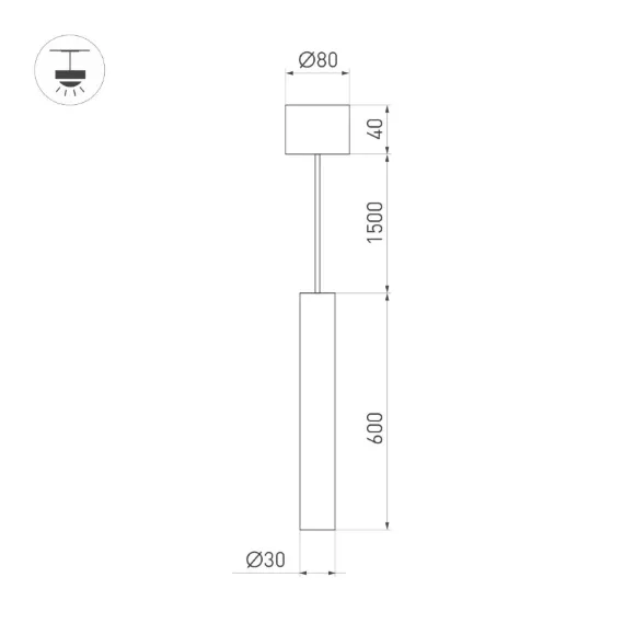 Подвесной светильник Arlight SP-PIPE-HANG-L600-R30-9W Warm3000 (BR, 24 deg, 230V) 038646, Теплый белый, 90 Подвесной светильник Arlight SP-PIPE-HANG-L600-R30-9W Warm3000 (BR, 24 deg, 230V) 038646, Теплый белый, 90