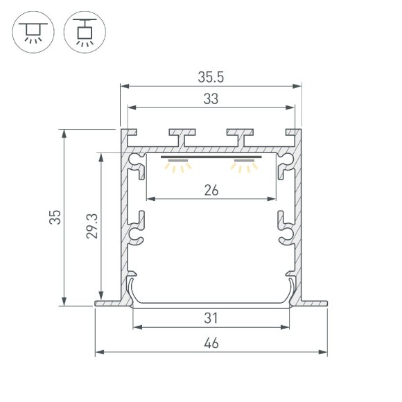 Профиль Arlight LINIA49-F-М-2500 BLACK 055395