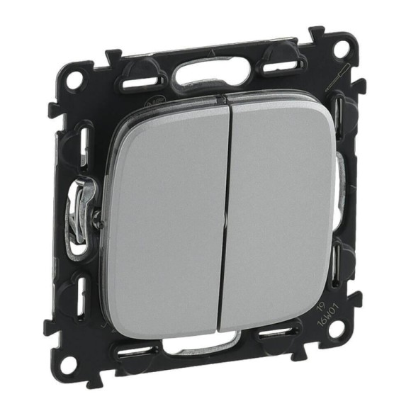 Выключатель двухклавишный Legrand Valena Allure 10A 250V алюминий 752905