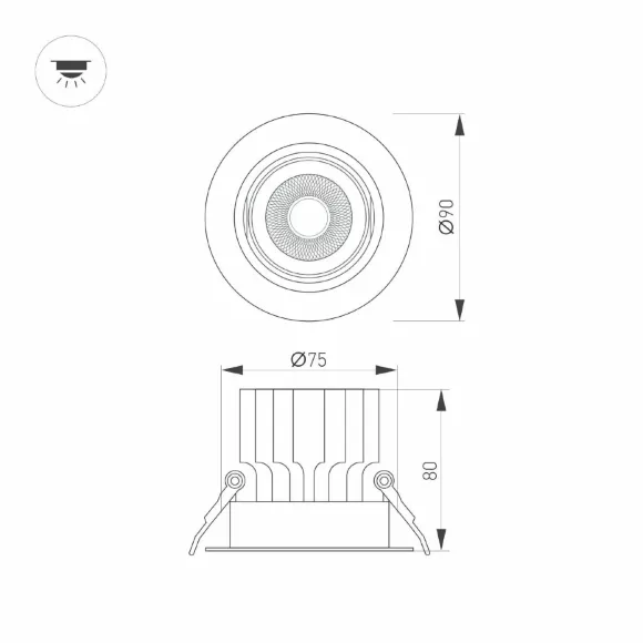 Встраиваемый светильник Arlight MS-VORTEX-BUILT-R90-12W Warm3000 (WH-WH, 20 deg, 230V) 056564, Белый, Теплый белый, Алюминий Встраиваемый светильник Arlight MS-VORTEX-BUILT-R90-12W Warm3000 (WH-WH, 20 deg, 230V) 056564, Белый, Теплый белый, Алюминий