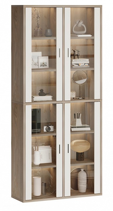 Шкаф-витрина Домино СУ(ш2в2)+4ФС MER_SUsh2v2-4FS-NBE-nelson-belyj