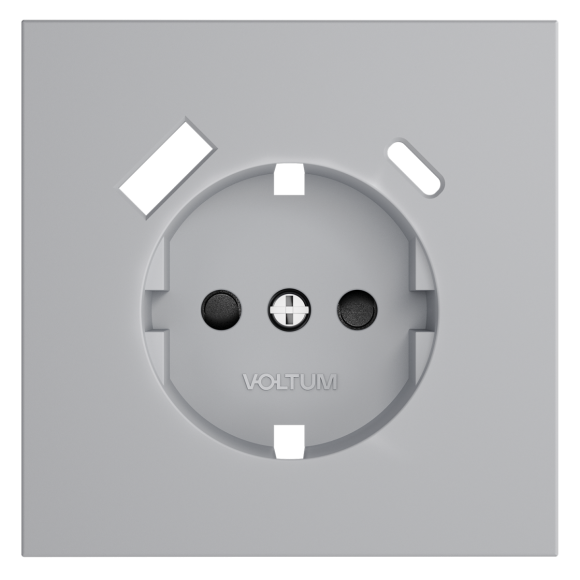 Накладка для розетки с заземлением и защитными шторками, с USB A+C Voltum S70 (серый) VLS001016