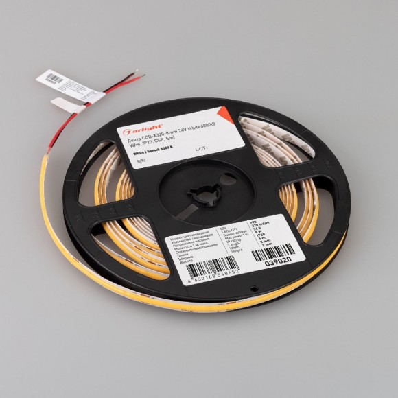 Светодиодная лента Arlight COB-X320-8mm 24V White6000 8 W/m, IP20, CSP, 5m 039020