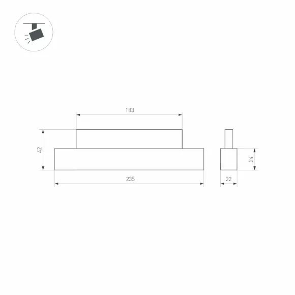 Трековый магнитный светильник ArlightMAG-ORIENT-FLAT-L235-8W Day4000 (BK, 100 deg, 48V) (IP20 Металл) 033608(1)