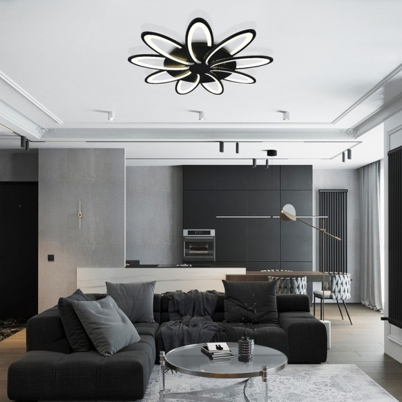 Потолочная светодиодная люстра с пультом управления Natali Kovaltseva Holder HIGH-TECH LED LAMPS 82009 BLACK