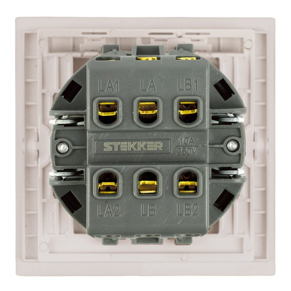 Переключатель перекрестный 1-клавишный (механизм) Stekker Мия 250В 10А RSW10-3110-08 пудровый жемчуг 50570