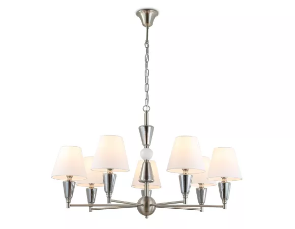 Подвесная люстра Ambrella Light High Light Classic LH75256, Белый, Никель, Металл Подвесная люстра Ambrella Light High Light Classic LH75256, Белый, Никель, Металл