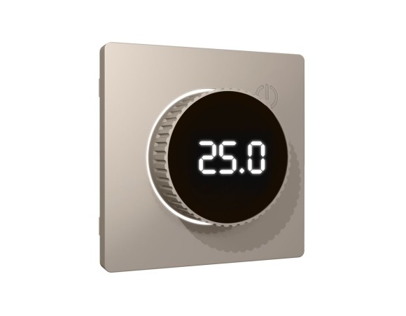 Лицевая панель Alfa (Серо-бежевый матовый) для терморегулятора теплого пола с цифровым дисплеем Quant Ambrella Volt AP3658