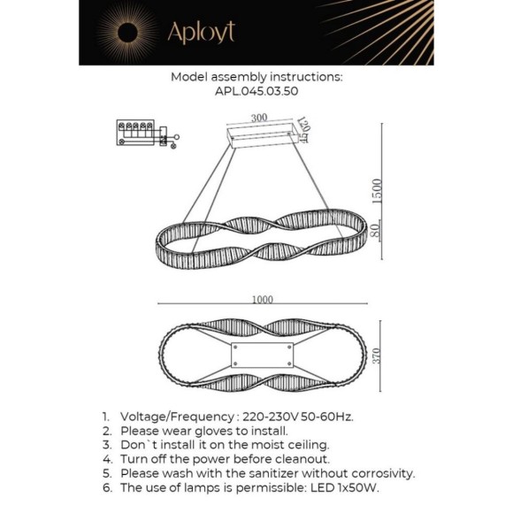 Подвесная светодиодная люстра Aployt Olimp APL.045.03.50