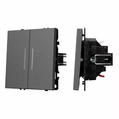 Выключатель 2 кл подсветка софт-тач серый базальт Arlight SWT-MK02-SFPL-L-GR (250V, 10A) 054266(1)