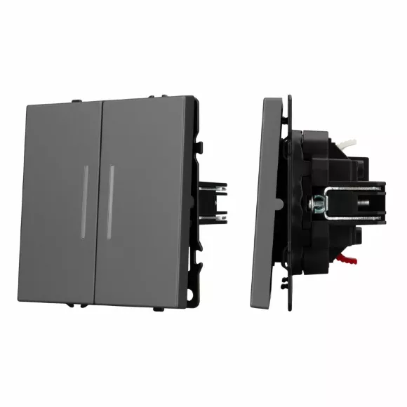 Выключатель 2 кл подсветка софт-тач серый базальт Arlight SWT-MK02-SFPL-L-GR (250V, 10A) 054266(1)