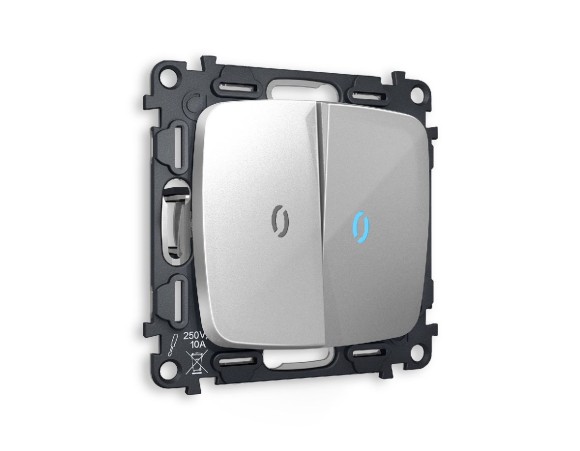 Комплект механизма 2-кл выключателя с подсветкой Ambrella Volt Omega MO404020