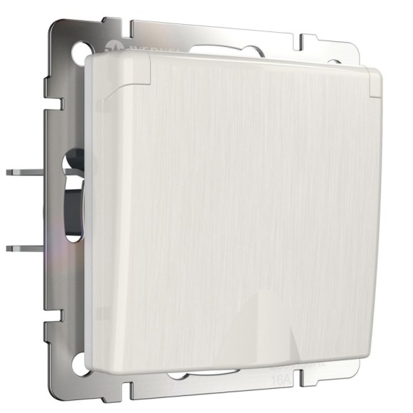 Розетка влагозащишенная с заземлением с защитной крышкой и шторками Werkel перламутровый рифленый W1171213 4690389161056 a051173