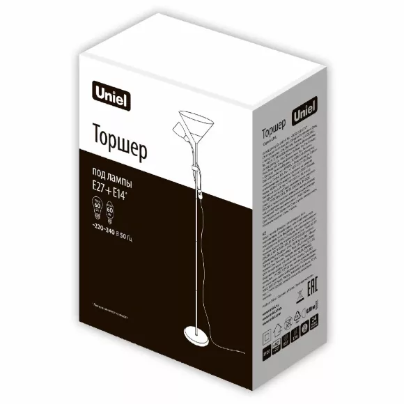 Торшер Uniel UML-T520 E27+E14 SILVER/WHITE UL-00010195 Торшер Uniel UML-T520 E27+E14 SILVER/WHITE UL-00010195