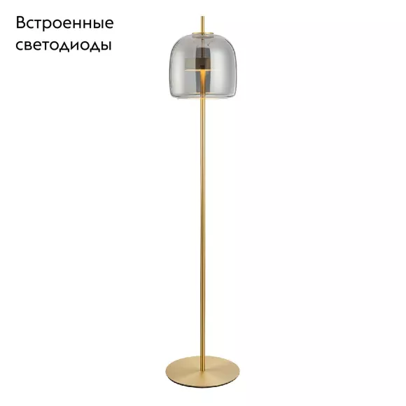 Торшер Favourite Reflex 4234-1F, Матовое золото, Дымчатый, Нейтральный белый Торшер Favourite Reflex 4234-1F, Матовое золото, Дымчатый, Нейтральный белый