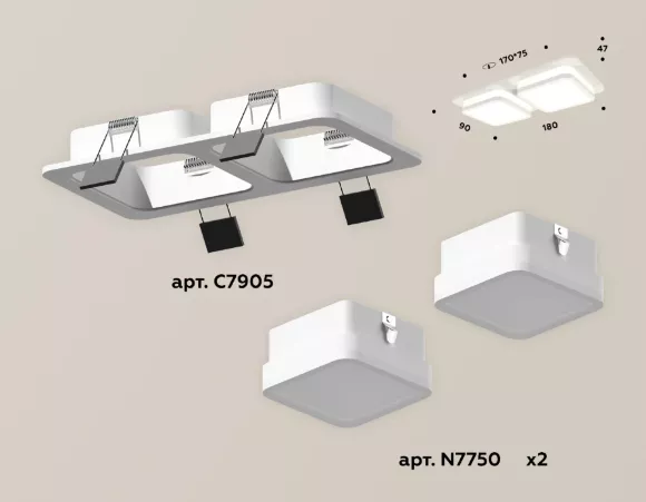 Встраиваемый светильник Ambrella Light Techno XC7905012 (C7905, N7750), Белый, Металл, Современный стиль Встраиваемый светильник Ambrella Light Techno XC7905012 (C7905, N7750), Белый, Металл, Современный стиль