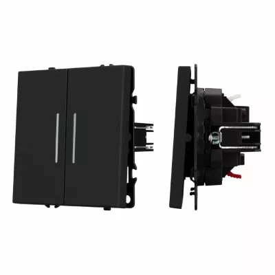 Выключатель 2 кл подсветка софт-тач черный оникс Arlight SWT-MK02-SFPL-L-BK (250V, 10A) 054264(1)