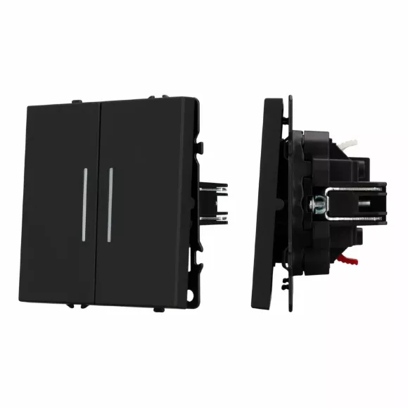 Выключатель 2 кл подсветка софт-тач черный оникс Arlight SWT-MK02-SFPL-L-BK (250V, 10A) 054264(1)