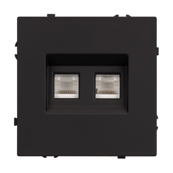 Механизм сдвоенной компьютерной розетки Arlight SCT-NOBE-MPC2-SFPL-BK (RJ-45, CAT6) 054313