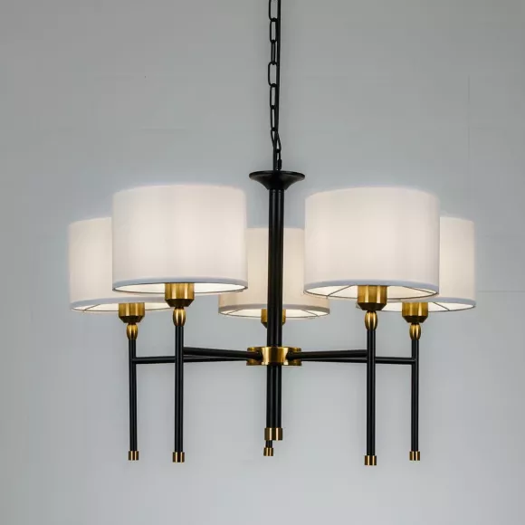 Подвесная люстра Arte Lamp Jamie A4090LM-5BK, Черный, Белый, Металл Подвесная люстра Arte Lamp Jamie A4090LM-5BK, Черный, Белый, Металл