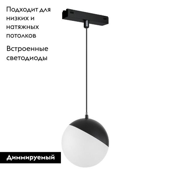Трековый магнитный светильник Arlight MAG-VIBE-EMISFERO-HANG-R100-6W Day4000-MIX (BK, 130 deg, 48V, DALI) 045012