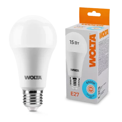 Светодиодная лампа WOLTA 15Вт 6500К E27 груша матовая 25W60BL15E27