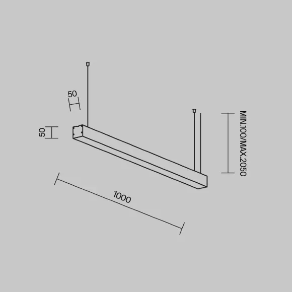 Линейный подвесной светильник Maytoni Technical 3000K 50x50 (Черный, 1 м) LL312027 Линейный подвесной светильник Maytoni Technical 3000K 50x50 (Черный, 1 м) LL312027