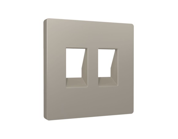 Лицевая панель Alfa (Серо-бежевый матовый) для компьютерной/телефонной двойной розетки RJ-45/RJ-11 Quant Ambrella Volt AP3721