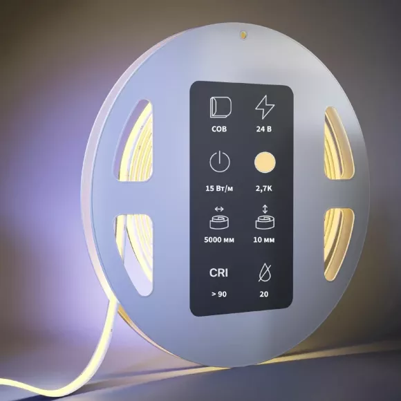 Светодиодная лента Maytoni Ultra 24В COB 15Вт/м 2700K 5м IP20 201223 Светодиодная лента Maytoni Ultra 24В COB 15Вт/м 2700K 5м IP20 201223